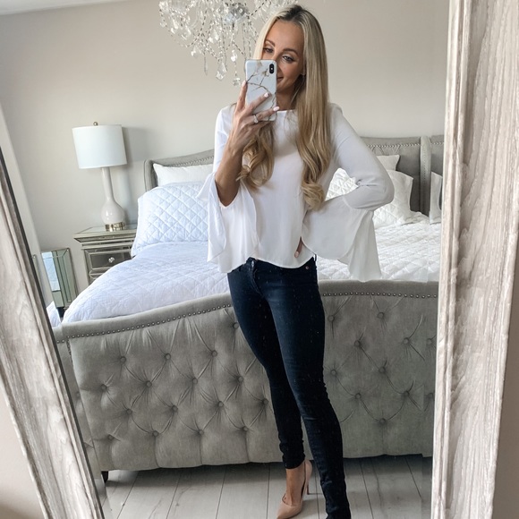 White Bell Sleeve Loose Blouse - Picture 6 of 13